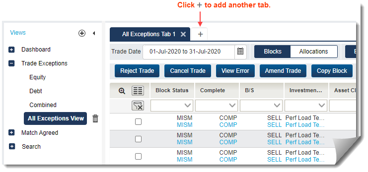 CTM User Interface: Manage Views and Tabs