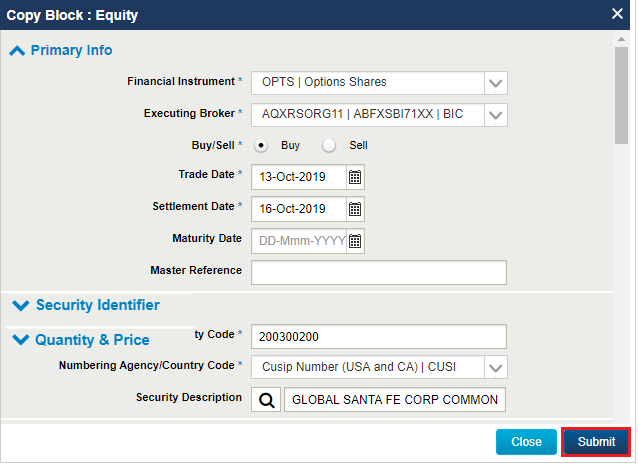 CTM User Interface: Copy Blocks
