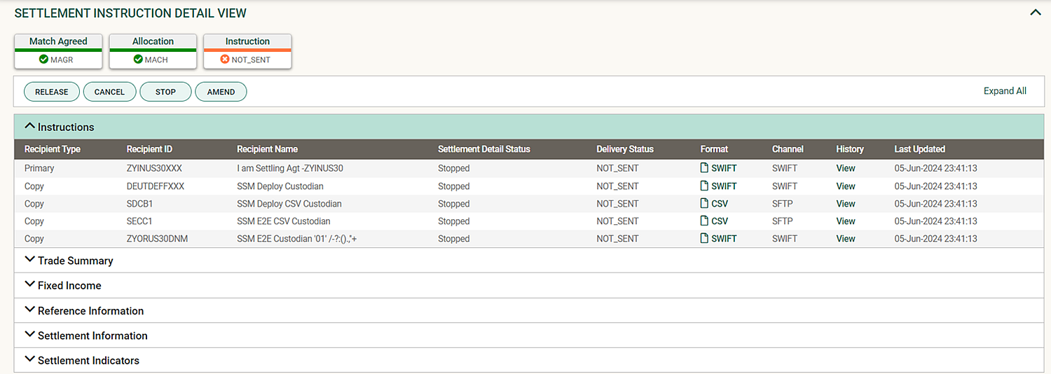 Settlement Instruction Manager